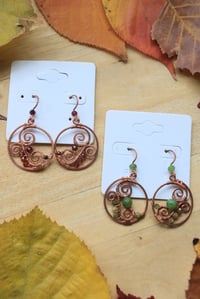 Image 1 of Woven Copper + Crystal Hoops
