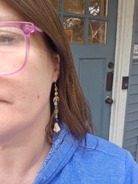 Image 4 of Knotted gemstone and brass earrings 05