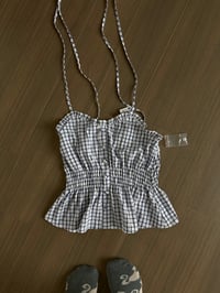blue & white shirt (sz med)