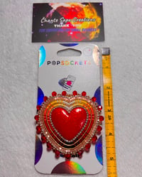 Image 4 of Hand Polished Dark Red Heart Beaded Popsocket 