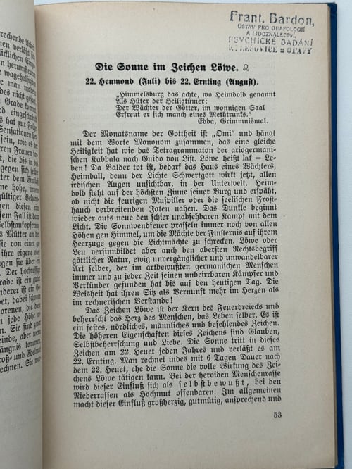 Image of Original Book from Library of Franz Bardon - Wehrmann: Sonne und Mensch (1927)