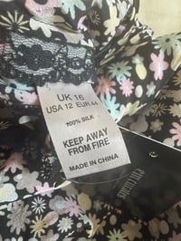 Image 3 of Vintage Y2K black floral silk cami with ribbed bottom 