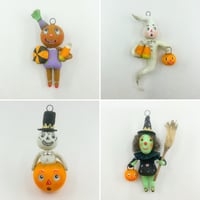 Image 3 of Mini Green Witch with Broom and Jack O' Lantern