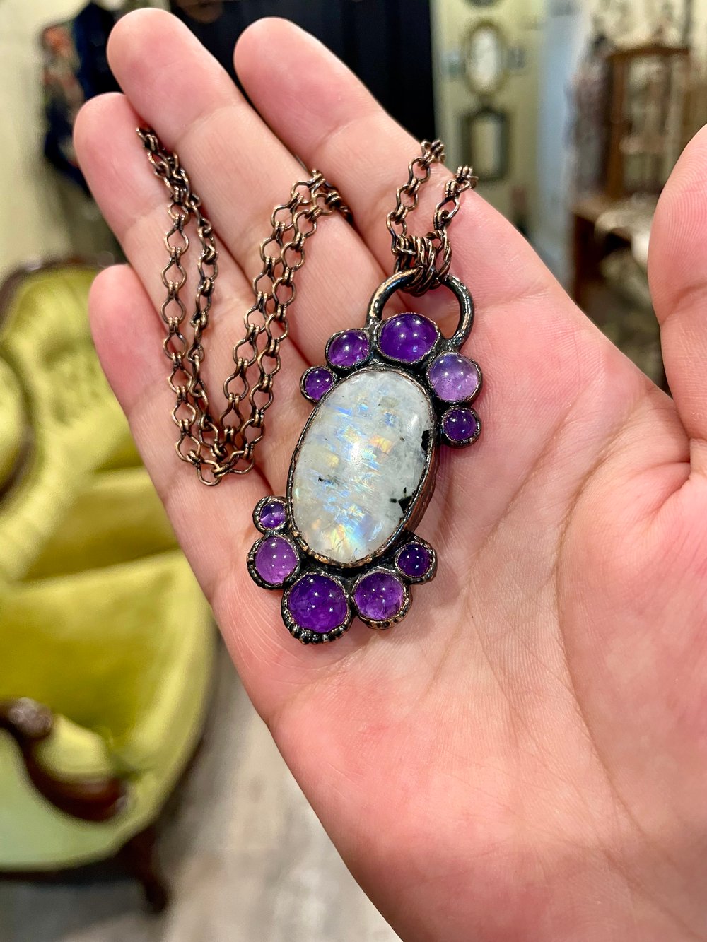 Moonstone and Amethyst Pendant