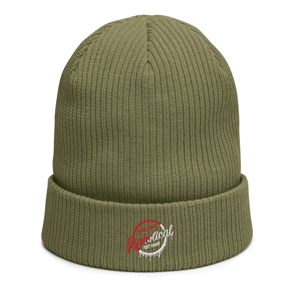 Diabolical "Drip" logo organic ribbed beanie