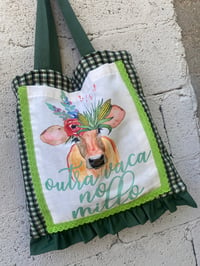 Image 1 of Bolsa feita a man. Outra vaca no millo verde. Modelo exclusivo!