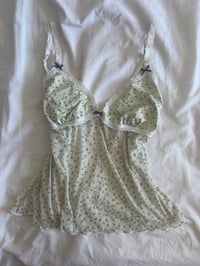 Image 1 of Vintage Y2K green micromesh coquette cami with bow detailing 