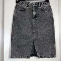 Image 1 of TOPSHOP MOTO gray acid wash front slit denim jean skirt