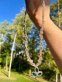 Image 2 of Kyanite Pendant Micro Macrame Necklace