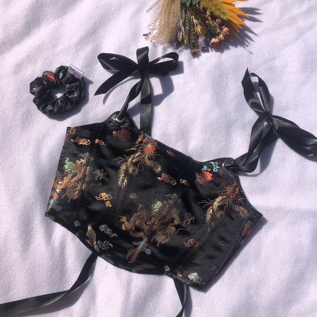 Multiple colours*  Ribbon strap reversible corset top