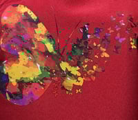 Image 3 of Butterfly and Flowers Apron (red)