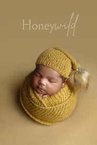 Image 1 of Mustard Airy Slouchy Bonnet + Wrap