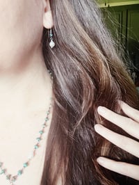 Image 3 of Akoya pearl and Egyptian turquoise earrings