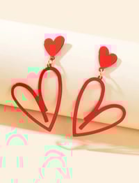 Image 1 of Heart Dangling Drop Earrings