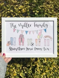 Image 1 of Personalised Family Welly Boots Print