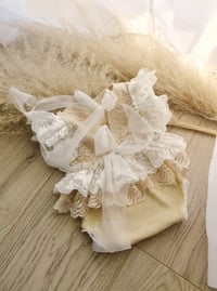 Image 6 of Photo prop newborn set - Livia - body-dress with headband (beige and off white)