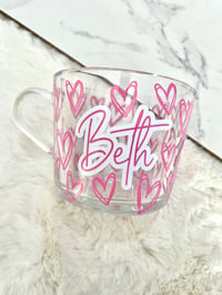 Image 1 of Doodle Hearts Glass Mug 