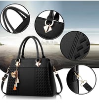 Image 3 of Black Faux Leather Satchel 