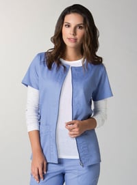 Image 1 of Poplin Scrub Jacket – 2-Pocket Zip-Up (Short  Sleeves)