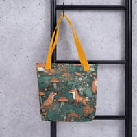 Image 2 of Boho Nature Cottagecore Inspired Fox Among Mushrooms Tote Bag