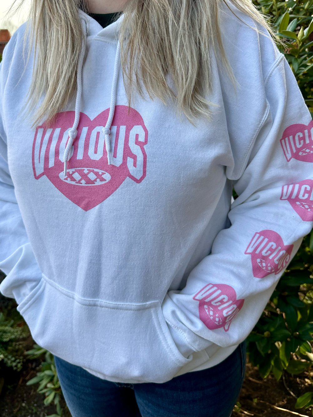 Image of WHITE HOODIE - NO VICIOUS NO PARTY 💖