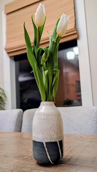 Image 2 of Dark Green & White Salt Bud Vase