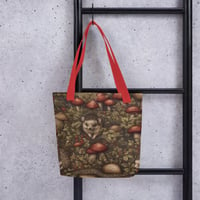 Image 3 of Boho Nature Cottagecore Inspired Hedgehogs Among Mushrooms Tote Bag