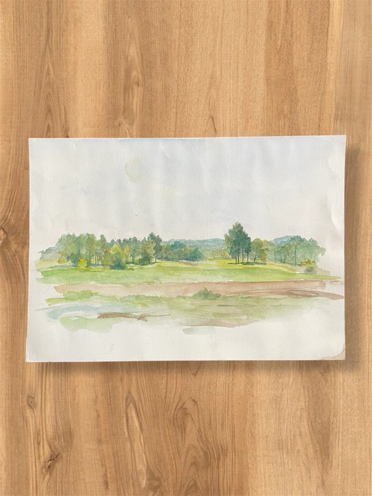Image of VINTAGE DUTCH WATERCOLOR: LANDSCAPE #5