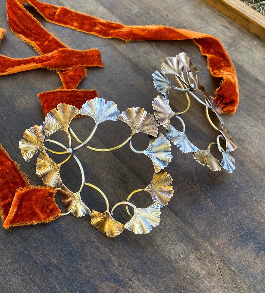 Image of Art Nouveau Ginkgo Brass Sterling Mask