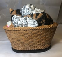 Image 2 of Custom Engraved Handpainted Sleeping Cat In Basket Urn