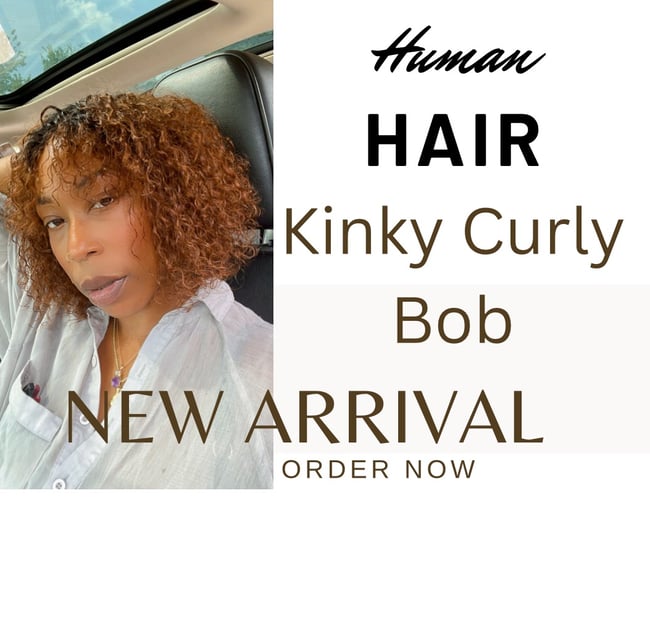 Ready to Wear- Kinky Curly Bob Human Hair Bangs Wig