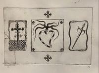 Image 1 of Cross, Heart & Dagger - Dry point etching