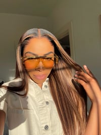 Image 10 of 13x6 Warm Chestnut Brown WIG with Blonde Highlights and NEW LAGOS HAIRLINE