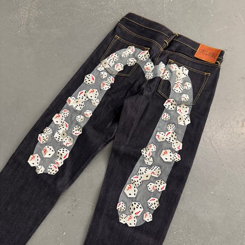 Image of BNWT SS24 Palace x Evisu Raw Denim Jeans, size 32”x32”