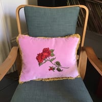 Image 7 of Pink velvet, red rose cushion