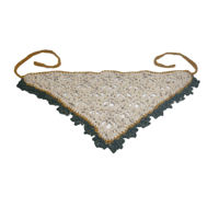 Image 1 of wHite (with speckles) n yellow n green doily lookin bandana