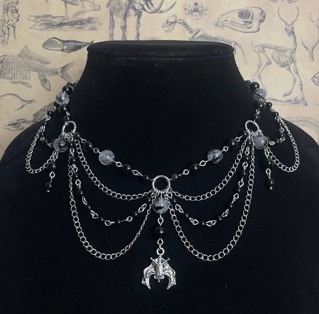 Rutilated Quartz Bat Necklace 