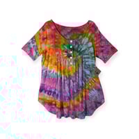 Image 1 of L Luxe Knit Babydoll Top in Bright Spiral Ice Dye