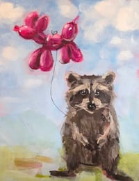 Rafferty the Raccoon and His Dog Balloon 9x12