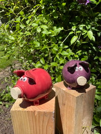 Image 3 of Piggy Bank- bright red-pink pig 