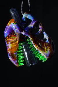 Image 2 of Amber purple & crushed opal T-Rex skull pendant/J-holder.