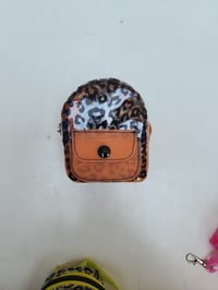 Image 6 of Leopard mini backpack keychain orange pink