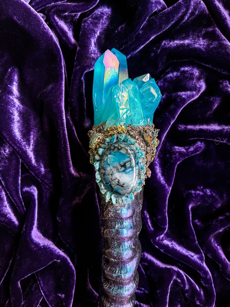 Image of Aqua Blue Aura Quartz - Ritual Rattler