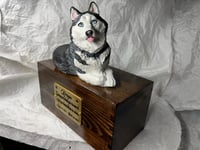 Image 13 of Custom Engraved Handpainted Siberian Husky Urn For Ashes Pet Portrait To Your Photos
