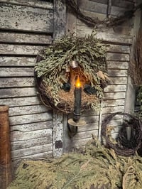 Image 5 of #1.. OLde Crows and Broom ~ Wreath ~ On Candle Sconce ~ Candle~ 