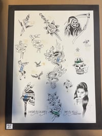 Image 1 of used Malone 1987 Tattoo Flash Sheet- Ed Hardy design