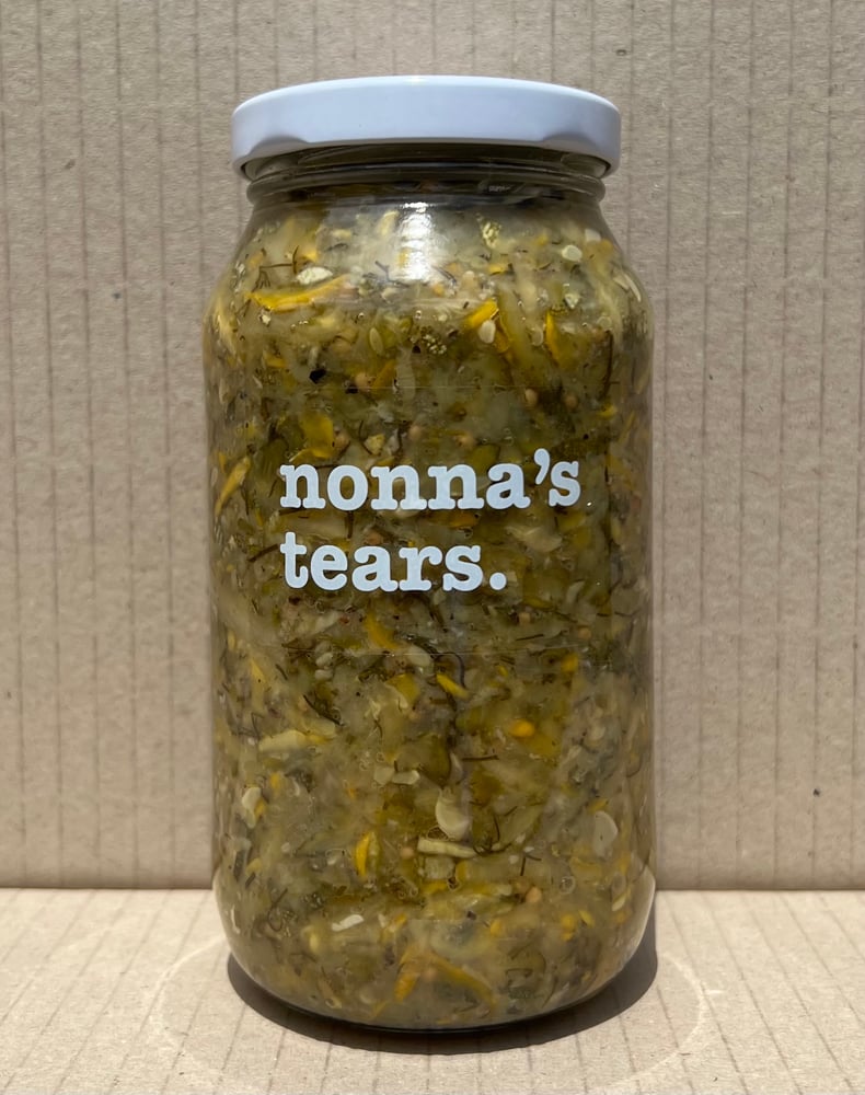 Image of zucchini pickle relish with lemon & dill. 500ml