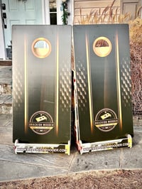Image 3 of Brackish Wooder Cornhole Boards - Blackout Hex w/ gold accents - New Logo - MT6227