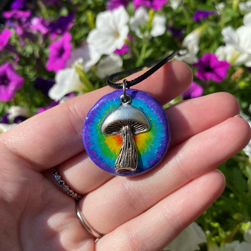 Image of rainbow mushroom necklace 