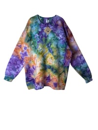 Image 2 of 3XL Unisex Ring Spun Cotton Blend Crew Sweatshirt in Autumn Rainbow Ice Dye